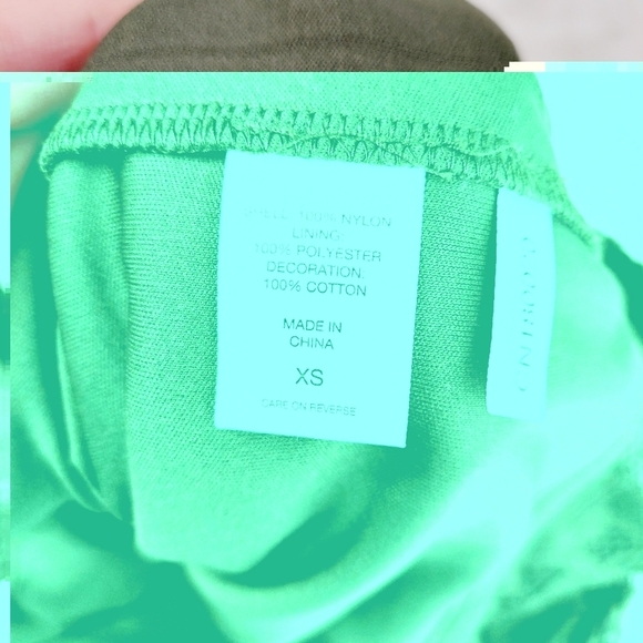 New York & Company Green Lace Floral Long Sleeve Mock Neck Blouse 2484 - Picture 7 of 9